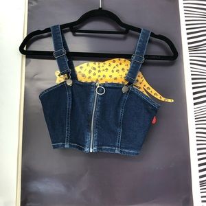 Cropped denim tank top